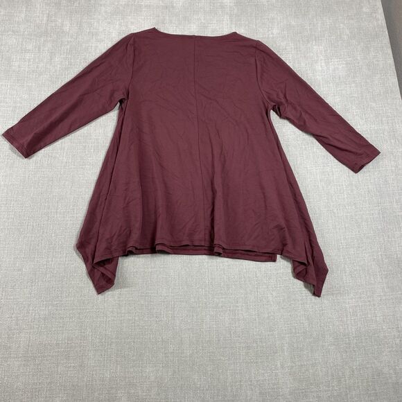Lisa Bayne Tunic Shirt Womens Small Asymmetrical Hem 3/4 Sleeve Made in USA - Picture 7 of 10